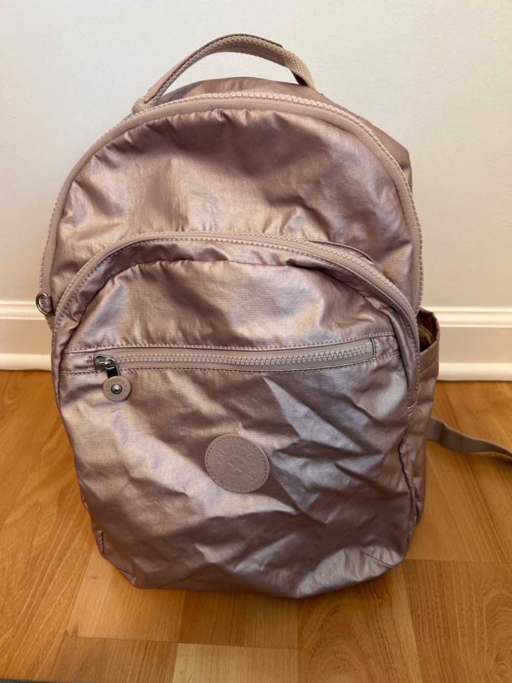 Kipling Pink Metallic Diaper Bag/Backpack- 15.5”